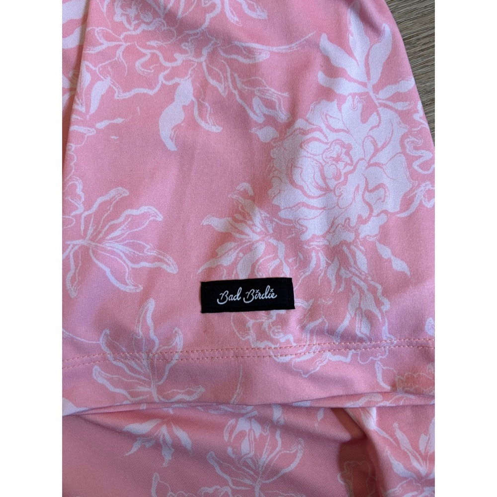 Bad Birdie Mens Pink Floral Performance Golf Polo Shirt Size Large Short Sleeve - Picture 9 of 9